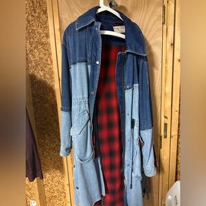 Free People Patchwork Denim Long Coat size 8